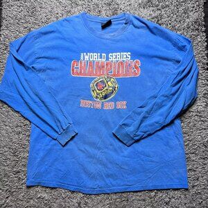 Vintage 2004 Boston Red Sox World Series Champions Shirt Mens 2XL Blue Long Slee